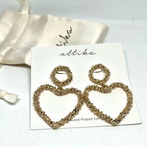 Ettika 18k Gold Plated Heart Earrings NWT